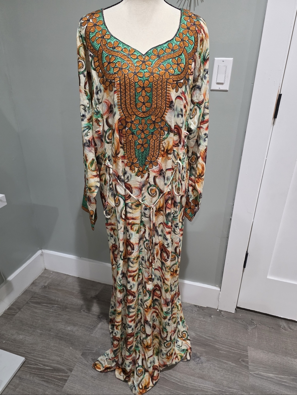 Myra Caftan — Silk Caftan — Luxury Caftan — Women's Caftan Dress with Gemstone